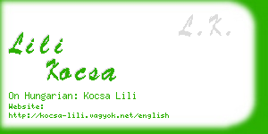 lili kocsa business card